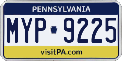 PA license plate MYP9225
