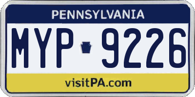 PA license plate MYP9226