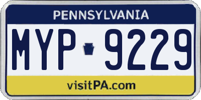 PA license plate MYP9229