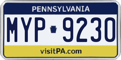 PA license plate MYP9230