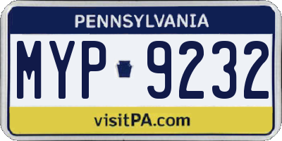 PA license plate MYP9232
