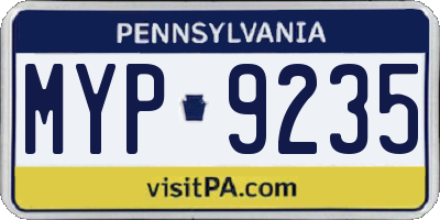 PA license plate MYP9235