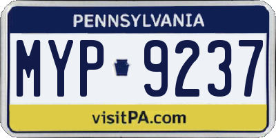 PA license plate MYP9237