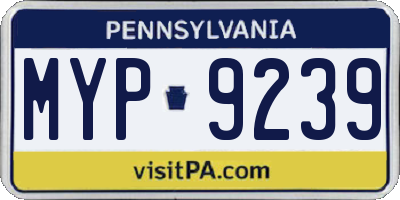 PA license plate MYP9239