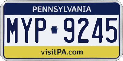 PA license plate MYP9245
