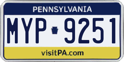 PA license plate MYP9251