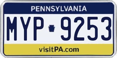 PA license plate MYP9253