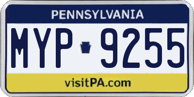 PA license plate MYP9255