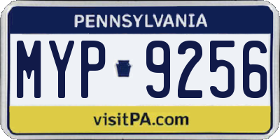 PA license plate MYP9256
