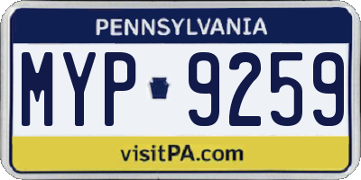 PA license plate MYP9259