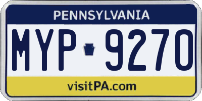 PA license plate MYP9270