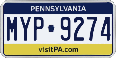 PA license plate MYP9274