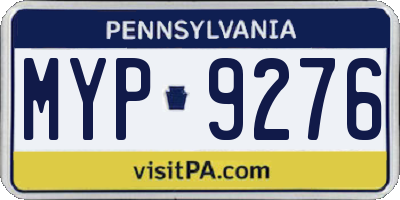 PA license plate MYP9276