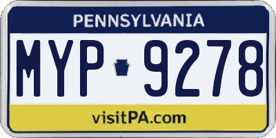 PA license plate MYP9278