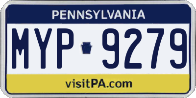 PA license plate MYP9279