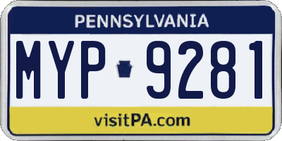 PA license plate MYP9281