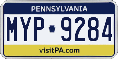 PA license plate MYP9284