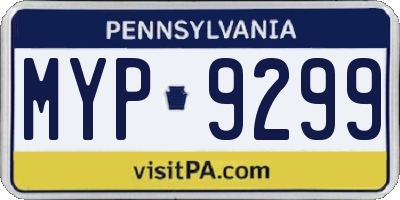 PA license plate MYP9299
