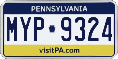 PA license plate MYP9324