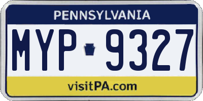 PA license plate MYP9327