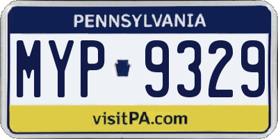 PA license plate MYP9329