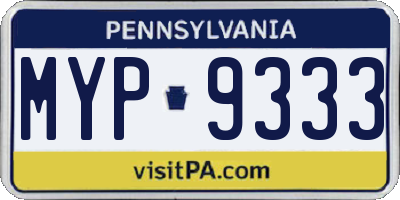 PA license plate MYP9333