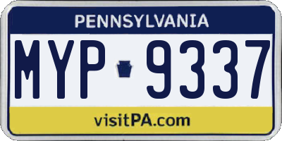 PA license plate MYP9337