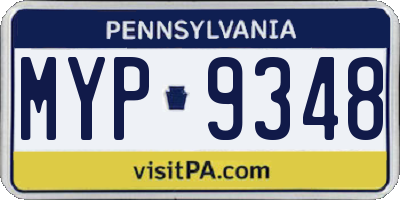 PA license plate MYP9348