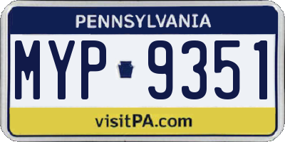 PA license plate MYP9351
