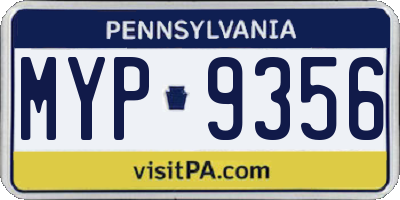 PA license plate MYP9356