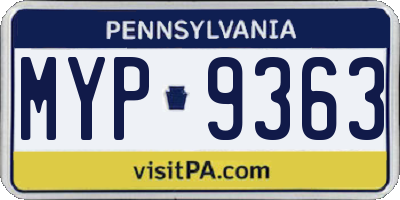 PA license plate MYP9363