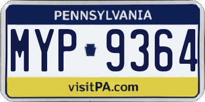 PA license plate MYP9364