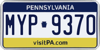 PA license plate MYP9370