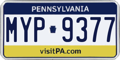 PA license plate MYP9377