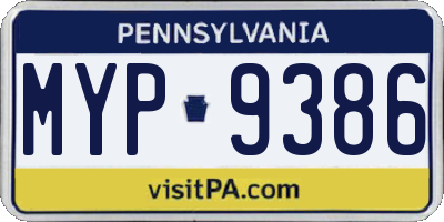 PA license plate MYP9386