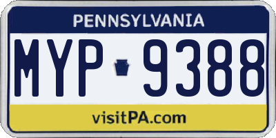 PA license plate MYP9388