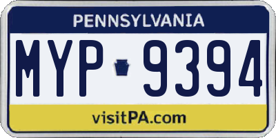 PA license plate MYP9394