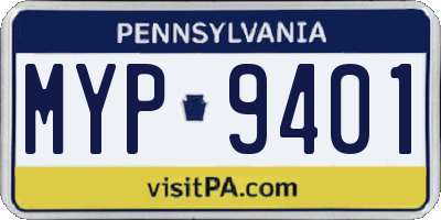 PA license plate MYP9401