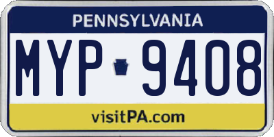 PA license plate MYP9408