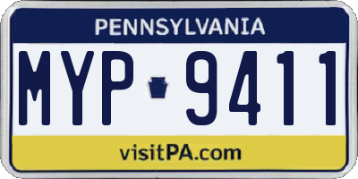 PA license plate MYP9411