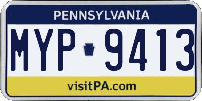 PA license plate MYP9413