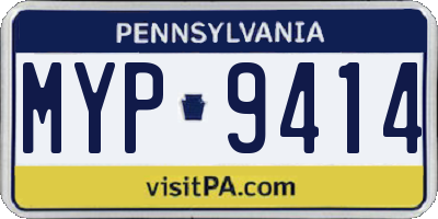 PA license plate MYP9414