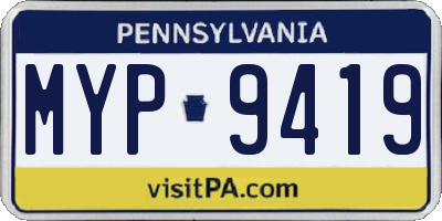 PA license plate MYP9419