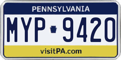 PA license plate MYP9420
