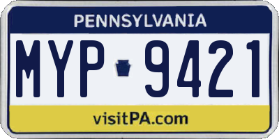 PA license plate MYP9421