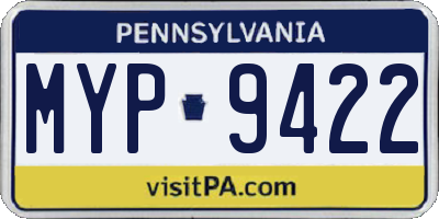 PA license plate MYP9422