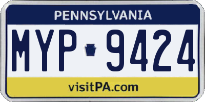 PA license plate MYP9424
