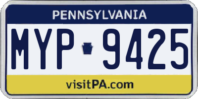 PA license plate MYP9425