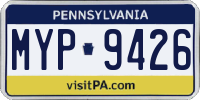 PA license plate MYP9426