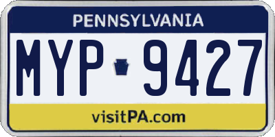 PA license plate MYP9427